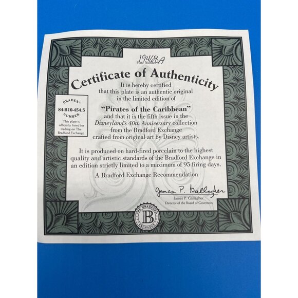 Disneyland 40th Anniversary Pirates Of The Caribbean Plate Bradford Exchange - Picture 5 of 7